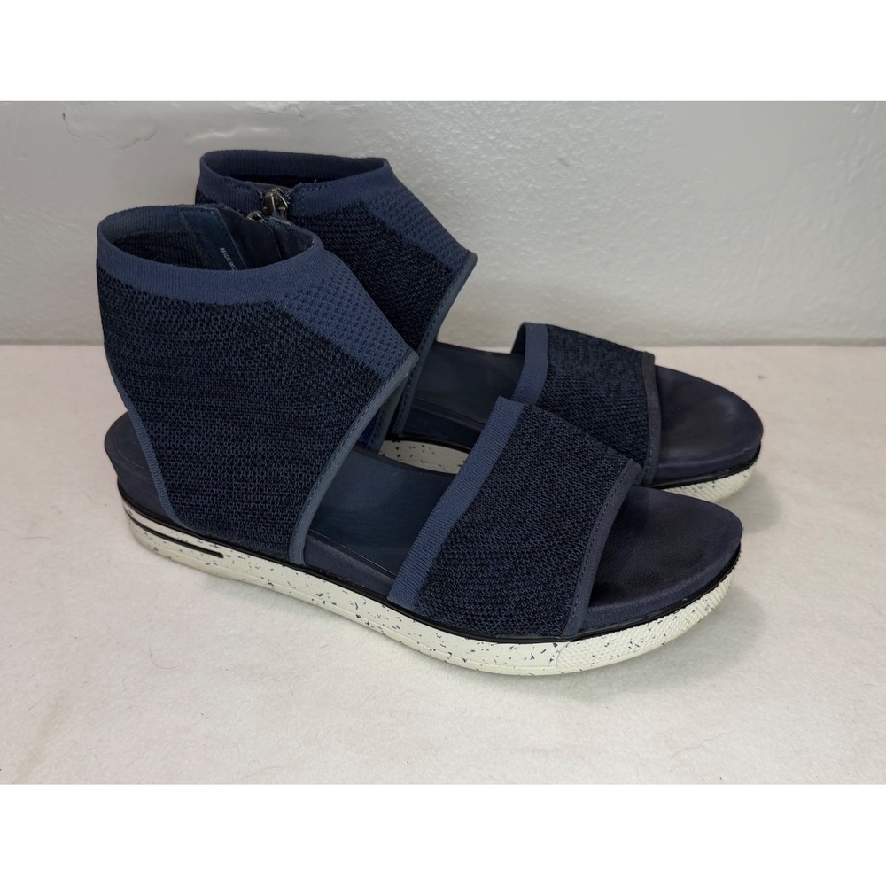 Eileen Fisher Knit Platform Sandals Women 8 Navy Blue Back Zip High Top